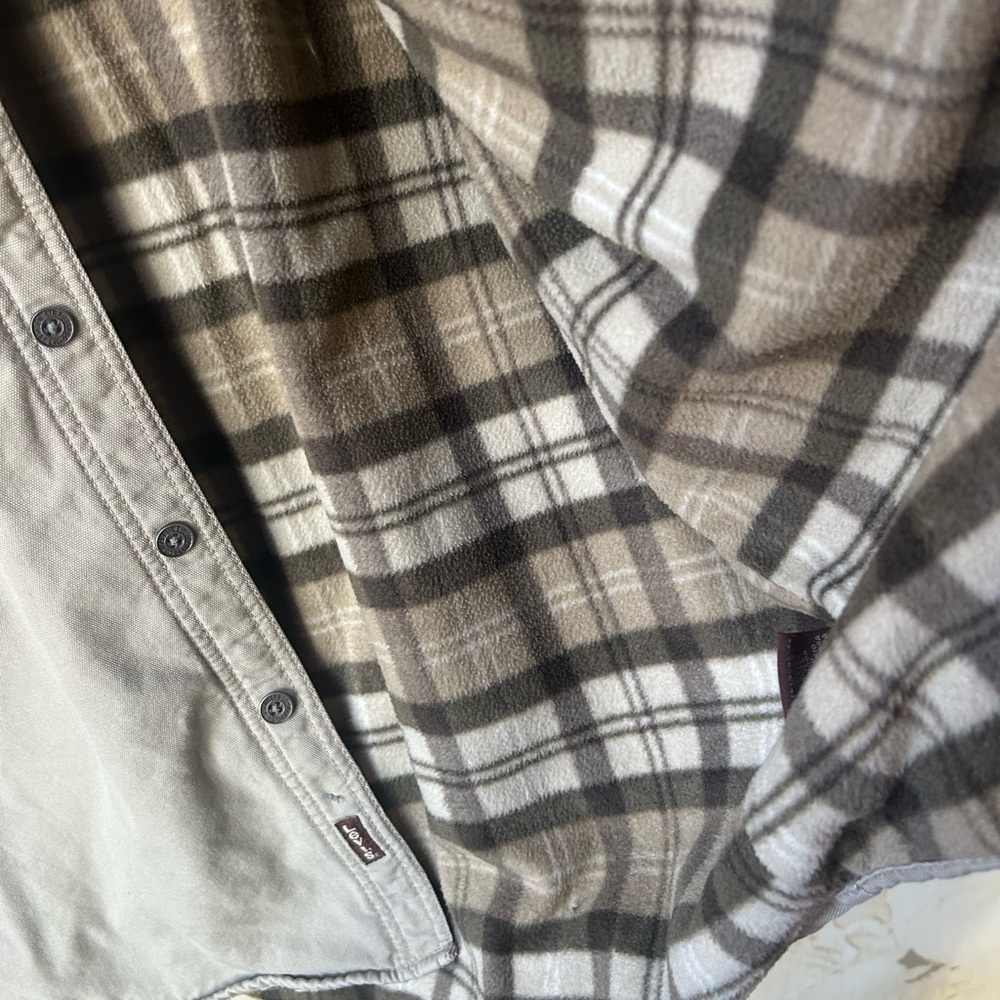 🏷️ SALE Vintage Levi’s Men’s Fleece-Lined Shirt Jacket Large Stone EUC - Picture 4 of 8